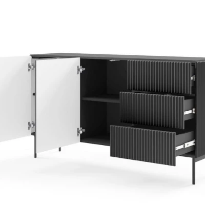 Komoda s dvířky a šuplíky BOAZ - černá