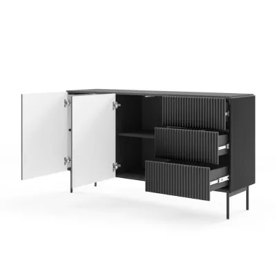 Komoda s dvířky a šuplíky BOAZ - černá