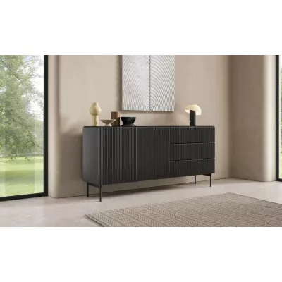 Komoda s dvířky a šuplíky BOAZ - černá