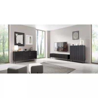 Široká komoda s dvířky BOAZ - černá