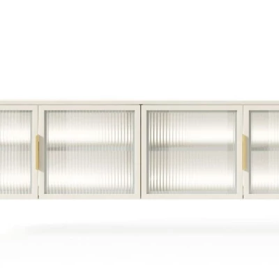 Prosklený TV stolek SULIGENT - kašmír + LED osvětlení ZDARMA
