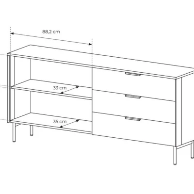 Prosklená široká kombinovaná komoda SULIGENT - dub dunin / černá + LED osvětlení ZDARMA