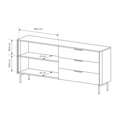 Prosklená široká kombinovaná komoda SULIGENT - dub dunin / černá + LED osvětlení ZDARMA