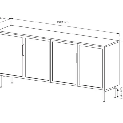 Prosklená široká komoda s dvířky SULIGENT - kašmír + LED osvětlení ZDARMA