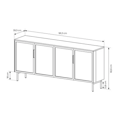 Prosklená široká komoda s dvířky SULIGENT - kašmír + LED osvětlení ZDARMA