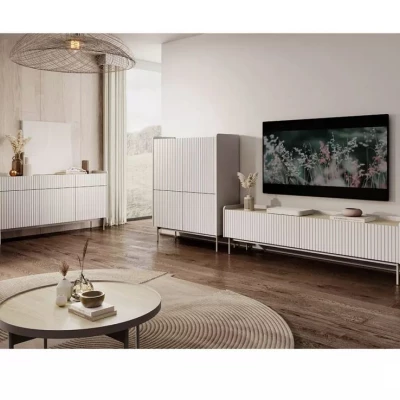 Široký TV stolek 181 cm MATION - dub scandi / béžový