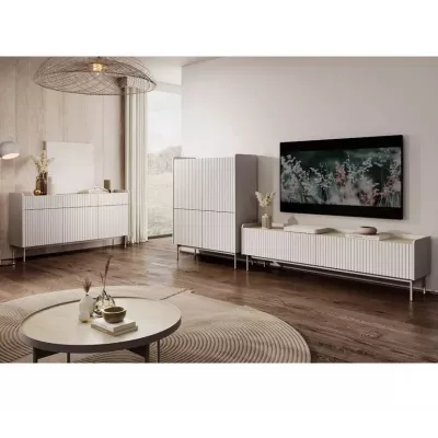 Široký TV stolek 181 cm MATION - dub scandi / béžový