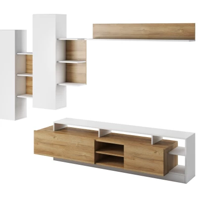 Obývací stěna EUFALA - dub grandson / bílá