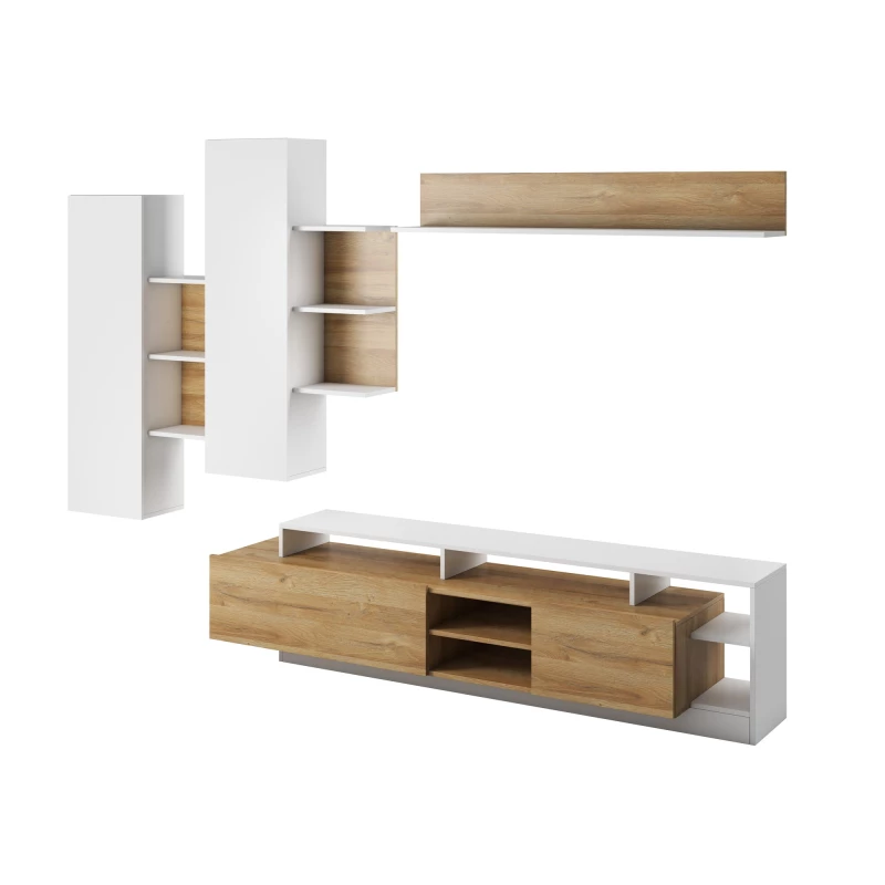 Obývací stěna EUFALA - dub grandson / bílá