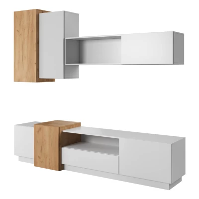 Obývací stěna SYLVANIA - dub kraft zlatý / bílá