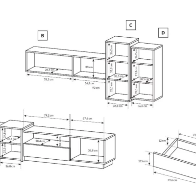Obývací stěna SYLVANIA - dub kraft zlatý / bílá