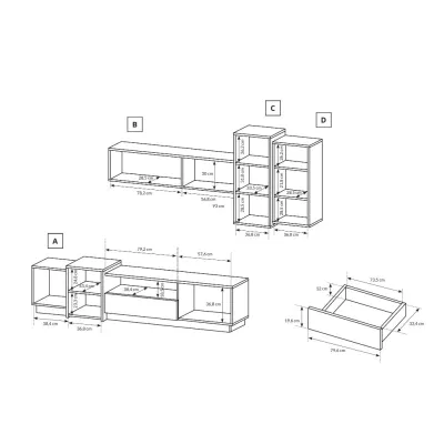 Obývací stěna SYLVANIA - dub kraft zlatý / bílá
