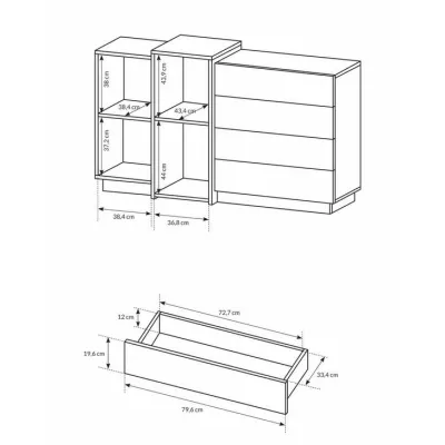 Kombinovaná komoda SYLVANIA - dub kraft zlatý / bílá