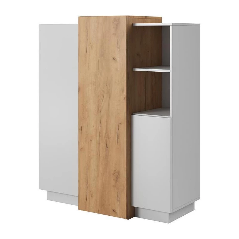 Komoda s dvířky SYLVANIA - dub kraft zlatý / bílá