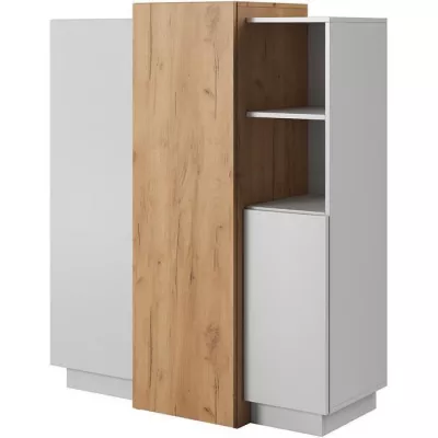 Komoda s dvířky SYLVANIA - dub kraft zlatý / bílá