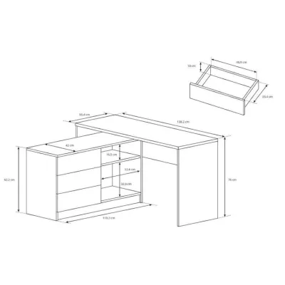 Rohový psací stůl LEROY - grafitový