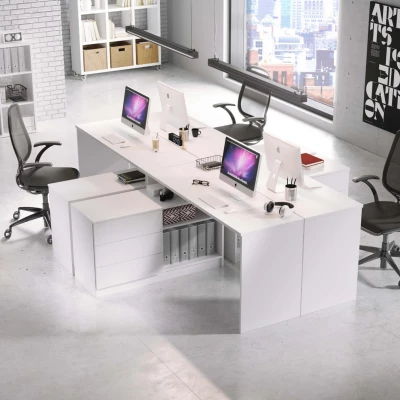 Rohový psací stůl LEROY - bílý