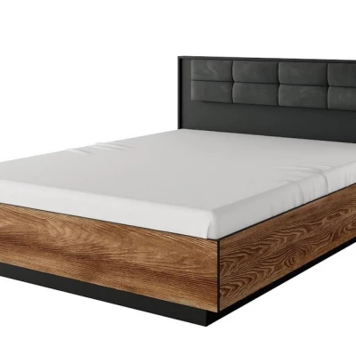 Sestava do ložnice s postelí 160x200 CALERA - kaštan / anracitová + LED osvětlení ZDARMA