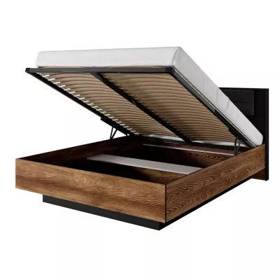 Sestava do ložnice s postelí 160x200 CALERA - kaštan / anracitová + LED osvětlení ZDARMA