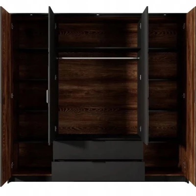 Sestava do ložnice s postelí 160x200 CALERA - kaštan / anracitová + LED osvětlení ZDARMA