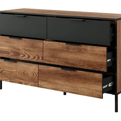 Sestava do ložnice s postelí 160x200 CALERA - kaštan / anracitová + LED osvětlení ZDARMA