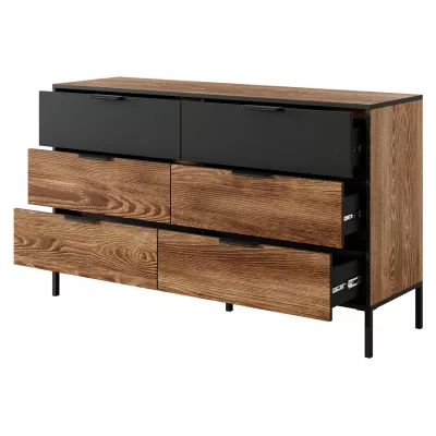 Sestava do ložnice s postelí 160x200 CALERA - kaštan / anracitová + LED osvětlení ZDARMA