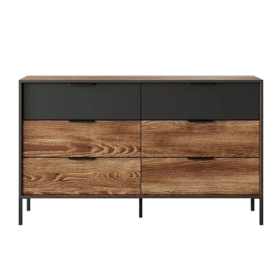 Sestava do ložnice s postelí 160x200 CALERA - kaštan / anracitová + LED osvětlení ZDARMA