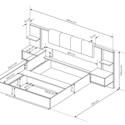 Sestava do ložnice s postelí 160x200 SLOCOMB 1 - béžová