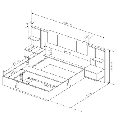 Sestava do ložnice s postelí 160x200 SLOCOMB 1 - béžová