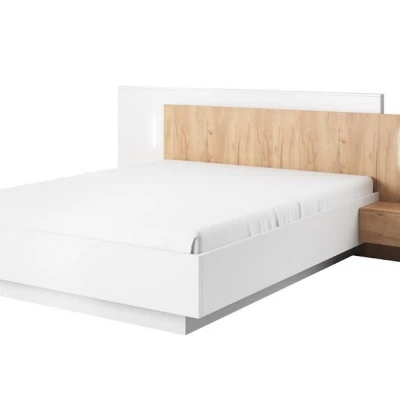 Sestava do ložnice s postelí 160x200 SYLVANIA 1 - dub kraft zlatý / bílá + LED osvětlení ZDARMA