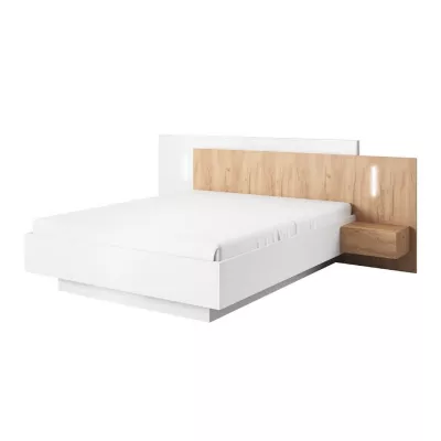 Sestava do ložnice s postelí 160x200 SYLVANIA 1 - dub kraft zlatý / bílá + LED osvětlení ZDARMA