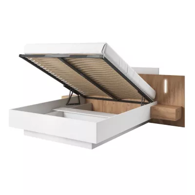 Sestava do ložnice s postelí 160x200 SYLVANIA 1 - dub kraft zlatý / bílá + LED osvětlení ZDARMA