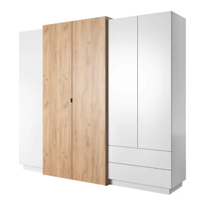 Sestava do ložnice s postelí 160x200 SYLVANIA 1 - dub kraft zlatý / bílá + LED osvětlení ZDARMA