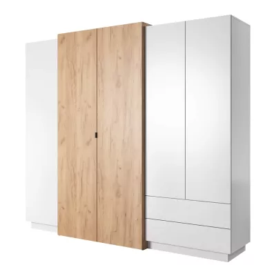 Sestava do ložnice s postelí 160x200 SYLVANIA 1 - dub kraft zlatý / bílá + LED osvětlení ZDARMA