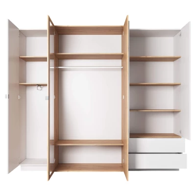 Sestava do ložnice s postelí 160x200 SYLVANIA 1 - dub kraft zlatý / bílá + LED osvětlení ZDARMA