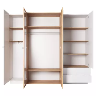 Sestava do ložnice s postelí 160x200 SYLVANIA 1 - dub kraft zlatý / bílá + LED osvětlení ZDARMA