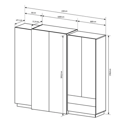 Sestava do ložnice s postelí 160x200 SYLVANIA 1 - dub kraft zlatý / bílá + LED osvětlení ZDARMA