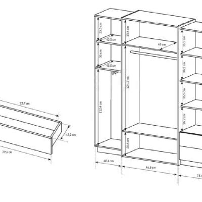 Sestava do ložnice s postelí 160x200 SYLVANIA 1 - dub kraft zlatý / bílá + LED osvětlení ZDARMA