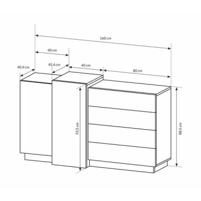 Sestava do ložnice s postelí 160x200 SYLVANIA 1 - dub kraft zlatý / bílá + LED osvětlení ZDARMA