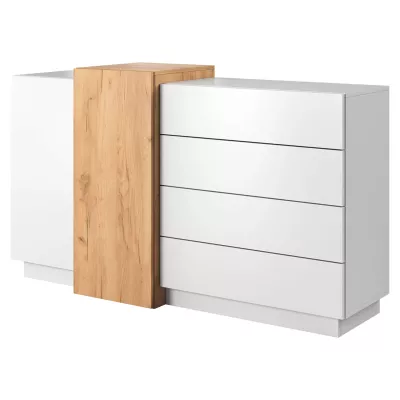 Sestava do ložnice s postelí 160x200 SYLVANIA 1 - dub kraft zlatý / bílá + LED osvětlení ZDARMA