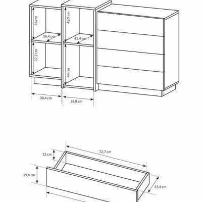 Sestava do ložnice s postelí 160x200 SYLVANIA 1 - dub kraft zlatý / bílá + LED osvětlení ZDARMA