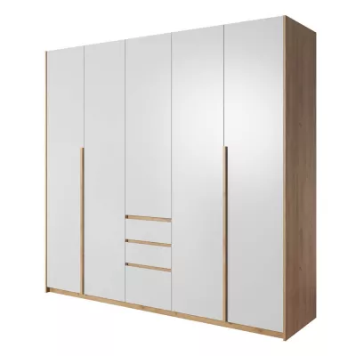 Sestava do ložnice s postelí 160x200 HELFIN 1 - dub kraft zlatý / bílá + LED osvětlení ZDARMA