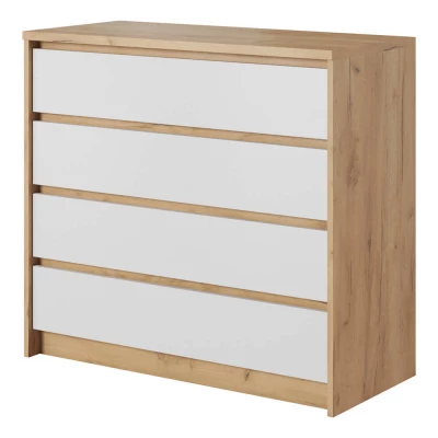 Sestava do ložnice s postelí 160x200 HELFIN 1 - dub kraft zlatý / bílá + LED osvětlení ZDARMA