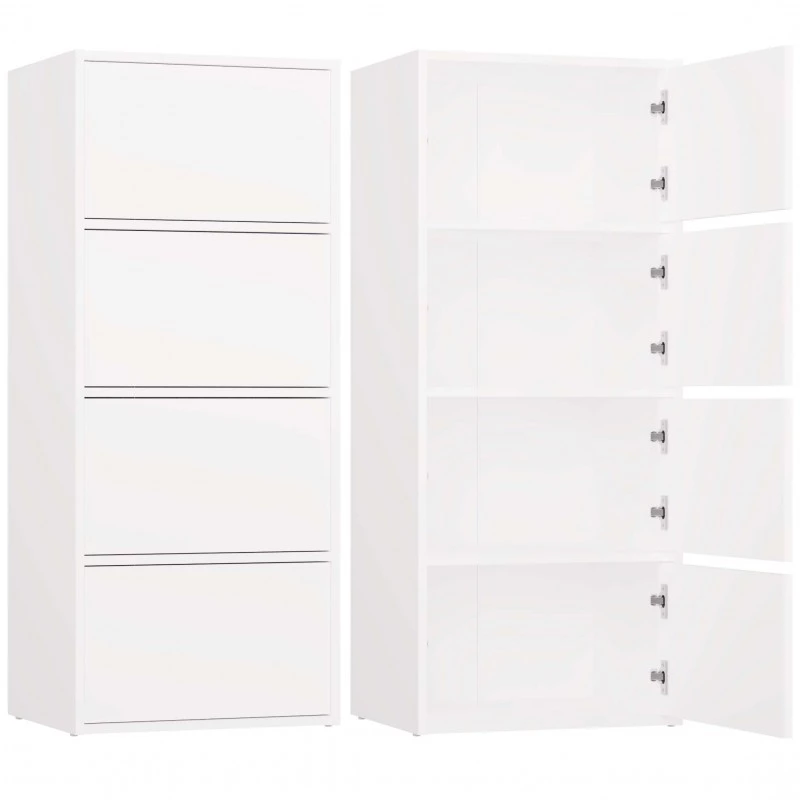 Úzká komoda s dvířky ATALLA - bílá