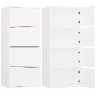 Úzká komoda s dvířky ATALLA - bílá