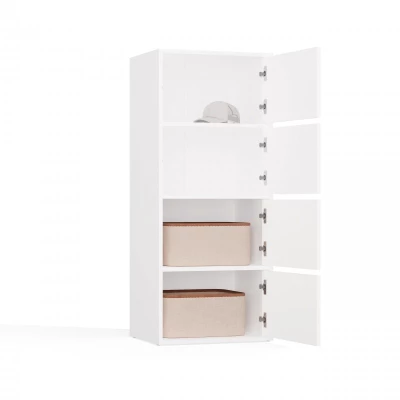 Úzká komoda s dvířky ATALLA - bílá