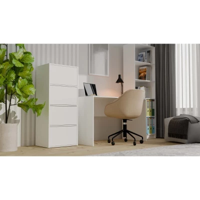 Úzká komoda s dvířky ATALLA - bílá