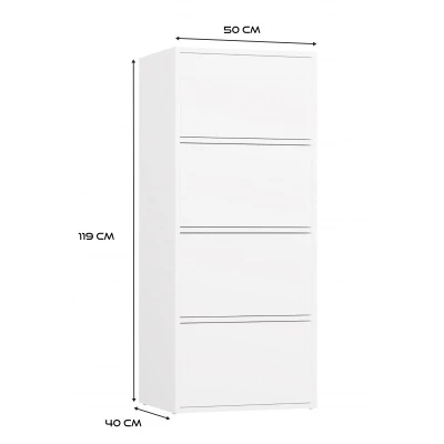 Úzká komoda s dvířky ATALLA - bílá