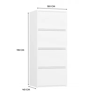 Úzká komoda s dvířky ATALLA - bílá