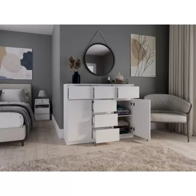 Komoda se šuplíky a dvířky ELBE - bílá